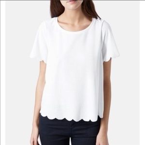 Topshop White Scallop Top